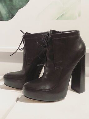 ALEXANDER WANG Constance Ankle Boots Platform Heel black leather bootie 2011